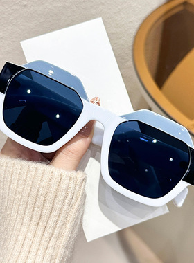 碎花框新款墨镜潮流网红街拍太阳眼镜个性拼色多边形跨境太阳镜女