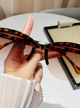 猫眼复古切边半框墨镜眉毛眼镜时尚感遮阳眼镜沙滩防紫外线太阳镜