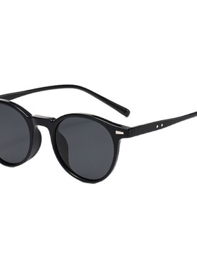 遮阳镜黑色网红明星款小圆框太阳镜男女款防紫外线防晒墨镜太阳镜