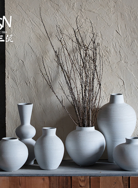 中式禅意摆件小清新高级感简约花器北欧is风陶瓷花Y瓶干花瓶客厅
