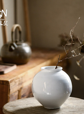御三泥禅意插花干花装饰陶瓷白色