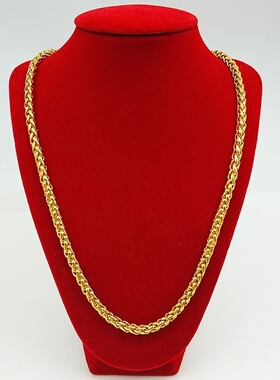 新款肖邦项链环扣素款沙金链条男士款潮流坤纹式龙骨项链