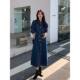 Robe en denim à manches bouffantes pour femmes, automne et hiver, nouveau style coréen, manches longues, taille mi-longue, robe chemise fendue, 2022