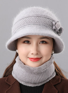 针织帽女士冬季奶奶毛线帽