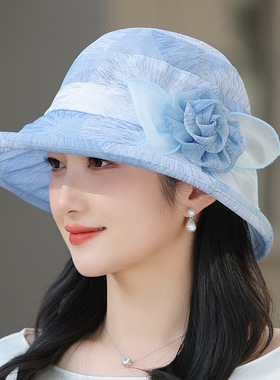 太阳帽女士透气遮阳优雅花朵帽
