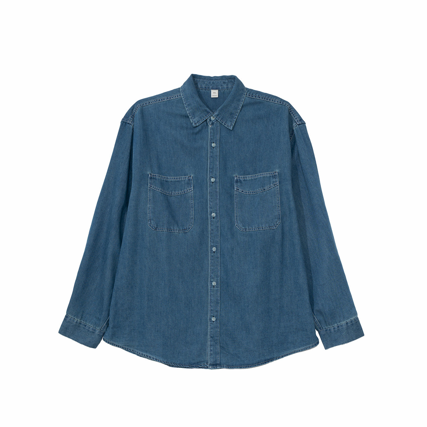 Hualun春秋薄款巨好看的牛仔衬衫男宽松潮流长袖翻领衬衣百搭上衣,淘宝优惠券,粉丝福利购,淘宝优惠卷