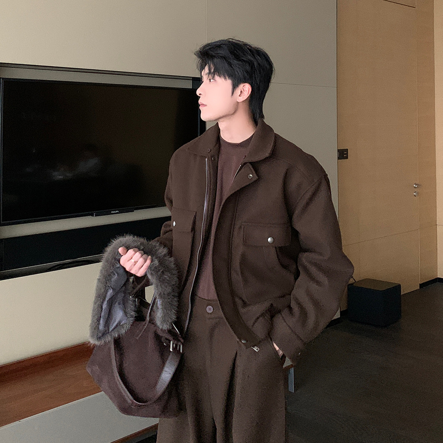 Hualun座山雕夹克棉服男款加厚上衣男生冬装外套男生保暖毛领棉衣,淘宝优惠券,粉丝福利购,淘宝优惠卷