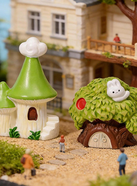 微缩树脂小房子摆件 微景观 DIY 仿真摆件苔藓微景观造景配件