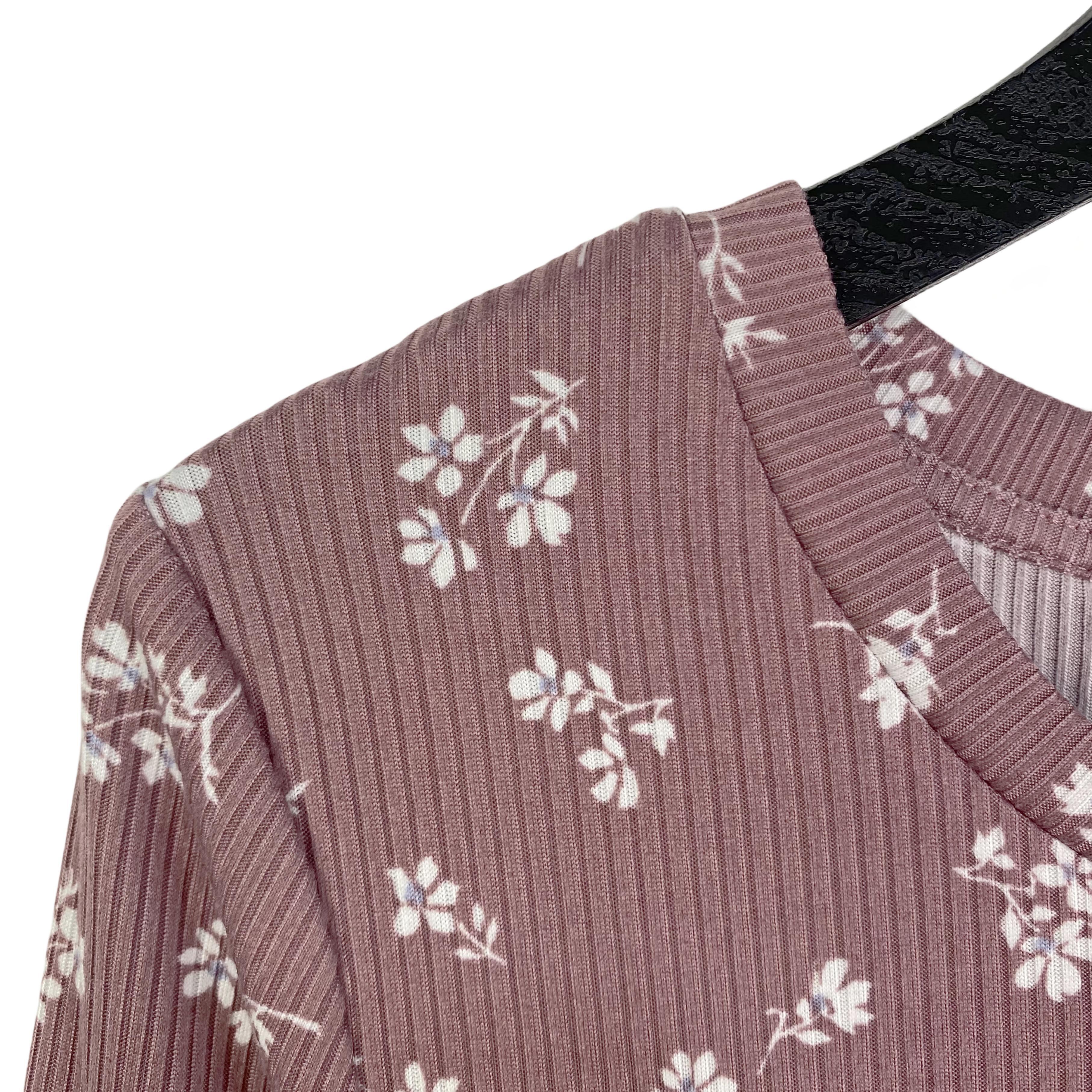 E3029-1秋季新款女装圆领印花长袖坑条舒适上衣韩版高腰遮肚T恤 - 图0