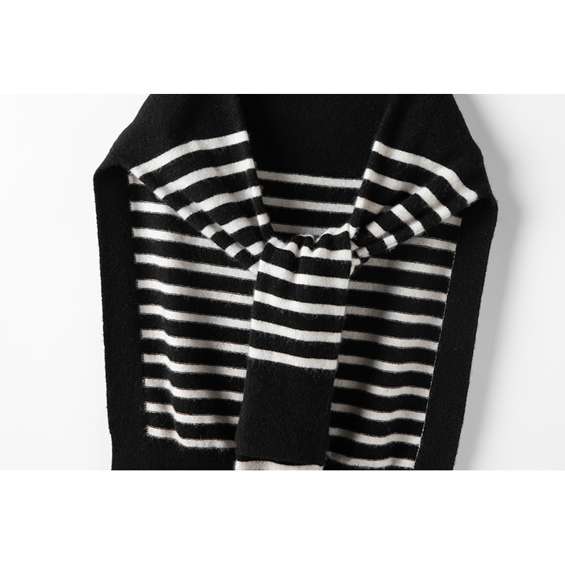 特显时髦感！！100山羊绒小披肩条纹高端针织保暖护颈搭肩配裙子 - 图0