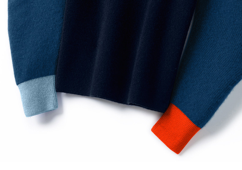 赞爆！自带气场真心漂亮！撞色弯刀袖修身羊绒衫女圆领纯羊绒毛衣,淘宝优惠券,粉丝福利购,淘宝优惠卷