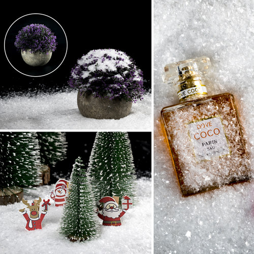 DIY干雪粉 圣诞节装饰仿真飘雪人造假雪花摄影橱窗造景布置道具 - 图0