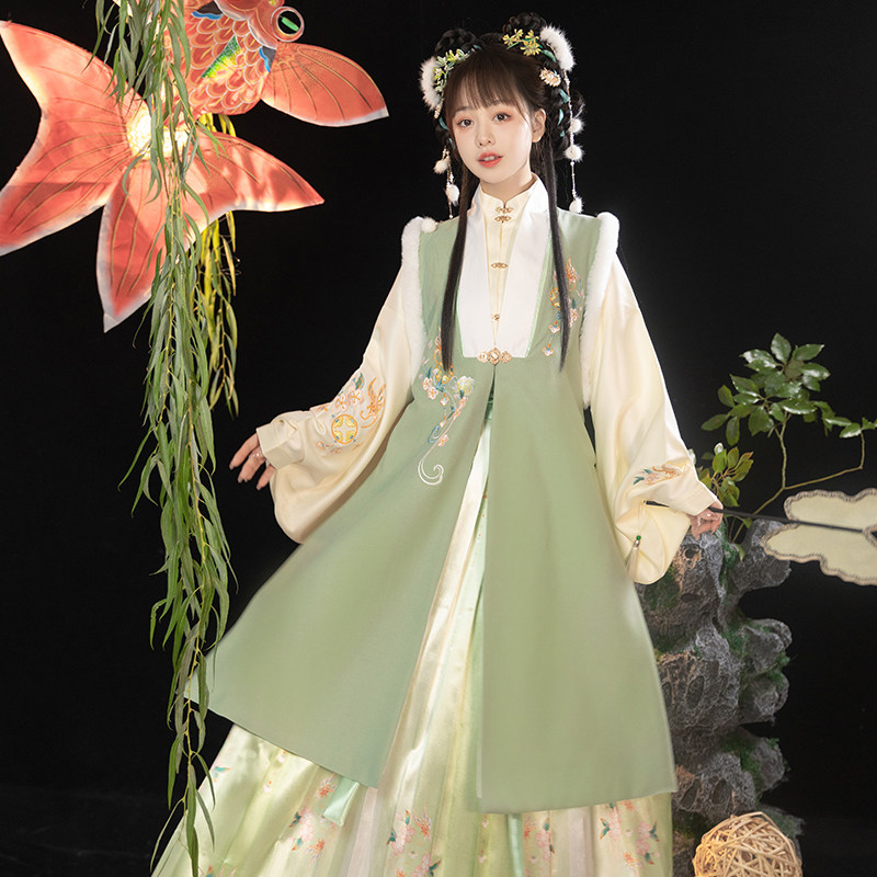 芸梦溪新桃语汉服女中国风原创正品刺绣对襟长衫明制长比甲秋冬款,淘宝优惠券,粉丝福利购,淘宝优惠卷