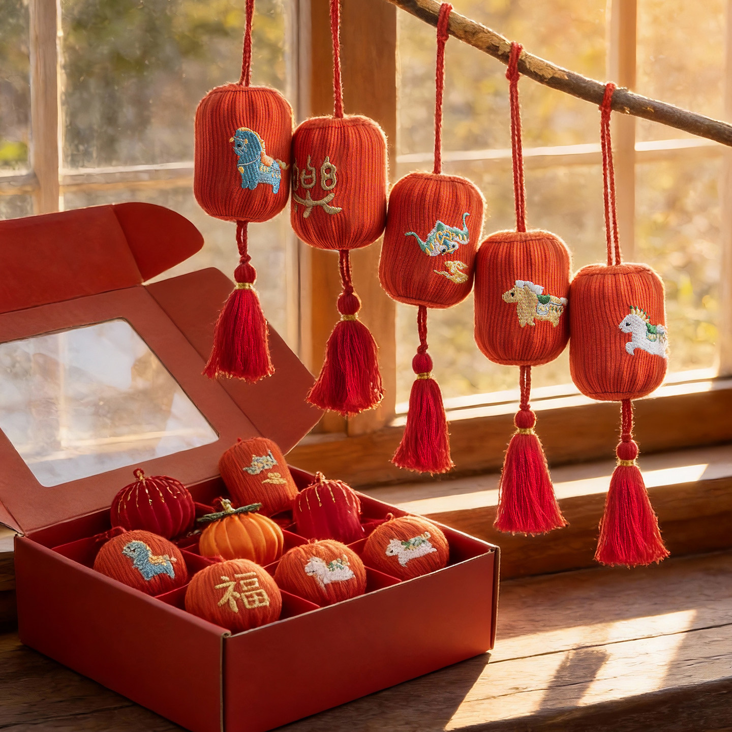 新年小灯笼喜庆礼盒过年春节装饰挂件绿植挂饰马年氛围布置树吊饰,淘宝优惠券,粉丝福利购,淘宝优惠卷