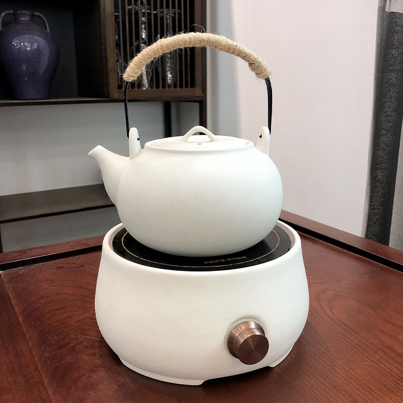 白泥提梁陶壶烧水煮茶壶功夫茶具家用中式静音电陶炉煮茶器泡茶壶