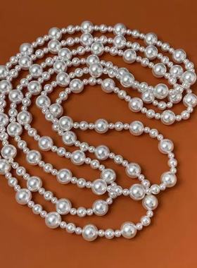 【送胸针】高端重工长款贝珠项链多种戴法小香风珍珠毛衣链