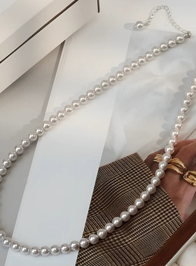 曼塔玫瑰冷调粉紫色珍珠项链法式温柔轻奢小众锁骨链