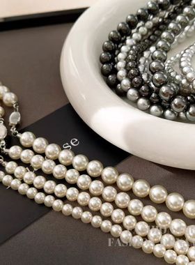 S925银双层新款澳白色长款珍珠项链女秋冬轻奢高级感叠戴毛衣链