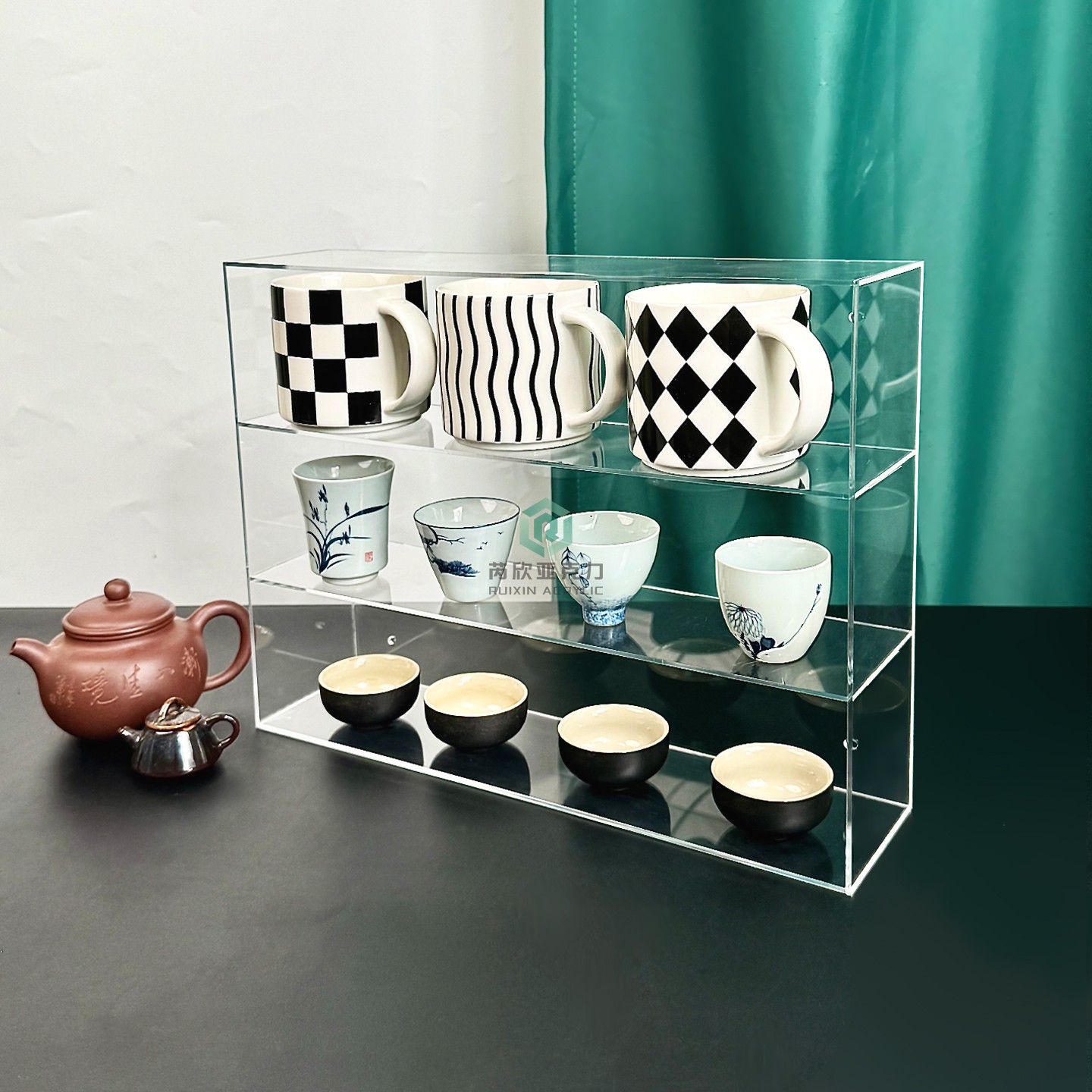 亚克力透明紫砂壶收纳架茶具茶壶置物架主人杯整理架建盏展示架子-图1