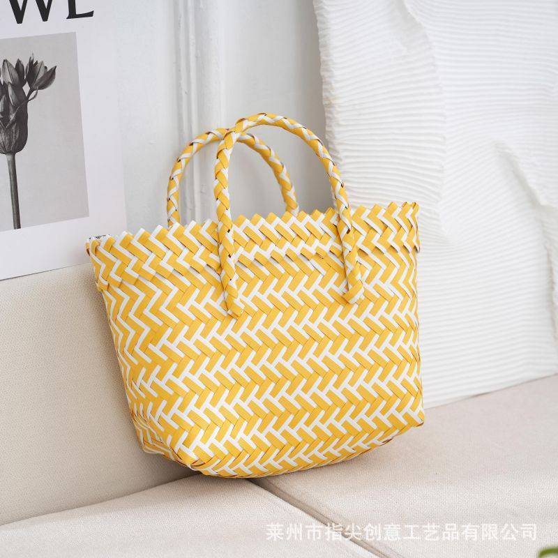 手提包小拎包多色伴手礼手工编织篮子大容量百搭休闲编织包菜篮子,淘宝优惠券,粉丝福利购,淘宝优惠卷