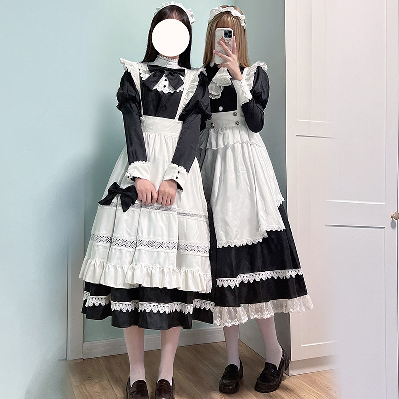 女仆装cos长款可爱大码cosplay女佣服Lolita萌系纯欲制服套装长裙_虎窝淘