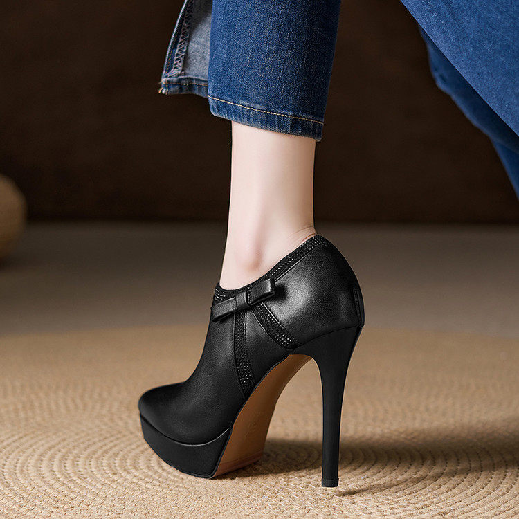 2026新款真皮尖头深口女鞋防水台名媛细跟高跟鞋单鞋女,淘宝优惠券,粉丝福利购,淘宝优惠卷