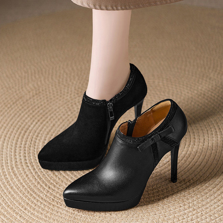 2026新款真皮尖头深口女鞋防水台名媛细跟高跟鞋单鞋女,淘宝优惠券,粉丝福利购,淘宝优惠卷