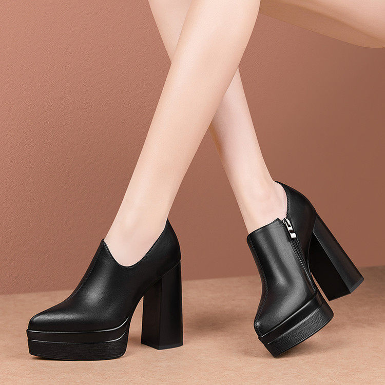 2025新款圆头粗跟厚底深口高跟鞋女小个子不累脚百搭单鞋,淘宝优惠券,粉丝福利购,淘宝优惠卷