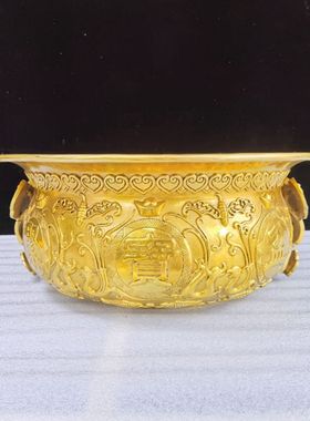 纯铜聚宝盆摆件如意耳招财聚财