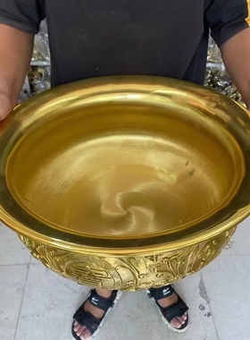 纯铜聚宝盆聚财铜盆铜香炉摆件