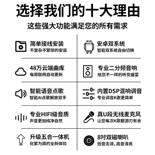 音王五合一触摸点歌机家庭ktv音响套装卡拉ok功放功放混响一体机-图1