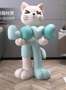 潮玩猫咪订婚结婚新婚礼物送新人大型客厅落地摆件家居饰品闺蜜