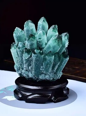 绿幽灵绿水晶簇原石摆件手链消磁石家居玄关装饰礼品摆件礼物