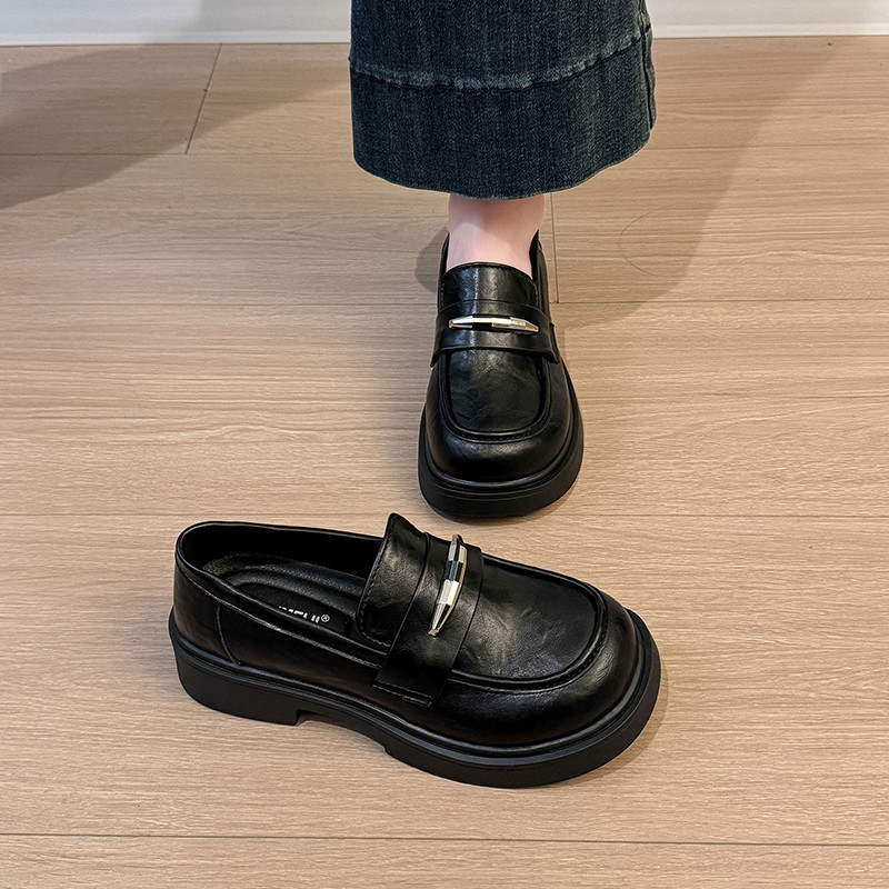 圆头乐福鞋女2026新款春秋单鞋英伦风厚底小皮鞋一脚蹬jk工作鞋子,淘宝优惠券,粉丝福利购,淘宝优惠卷