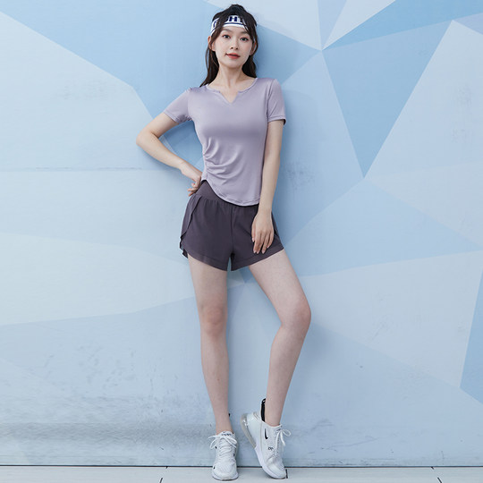 健身服女夏季薄款跑步运动透气速干衣网红时尚瑜伽服晨跑休闲套装
