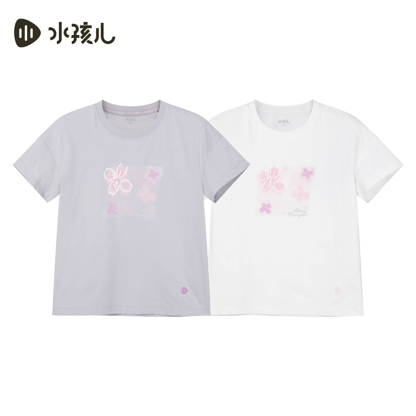 水孩儿女童T恤速干凉感2026夏装新款运动户外儿童蝴蝶结短袖上衣
