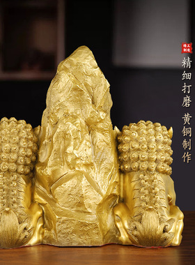 正宗纯铜双狮石敢当方位补角财富招财镇宅聚财摆件保平安风水摆设