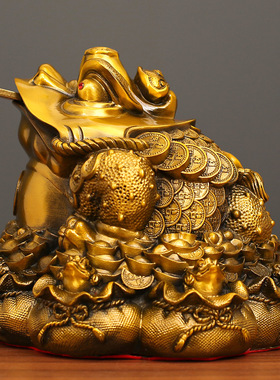 铜金蟾摆件黄铜九子招财蟾家居客厅办公室店铺桌面装饰品开业礼物