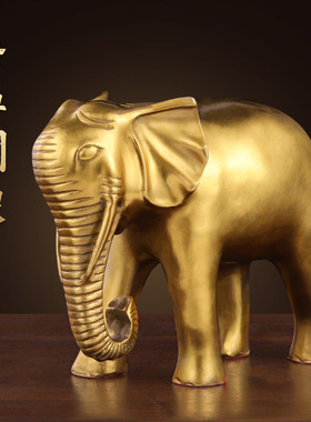 纯铜黄铜摆件大象铜象一对客厅吸水玄关工艺品礼品招财装饰品开业