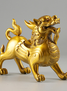 飞天独角貔貅摆件黄铜貔貅一对家居招财装饰品摆设办公室貔貅摆件