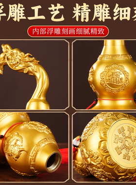 铜葫芦摆件纯铜龙头开盖光开口百福葫芦大小过客厅办公室工艺品