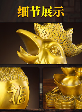 铜公鸡摆件黄铜福鸡安宅工艺品家居装饰品办公室桌面生肖金鸡摆设