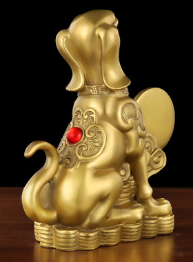 黄铜狗家居摆件精工元宝狗十二生肖铜狗坐地生财狗金属工艺品