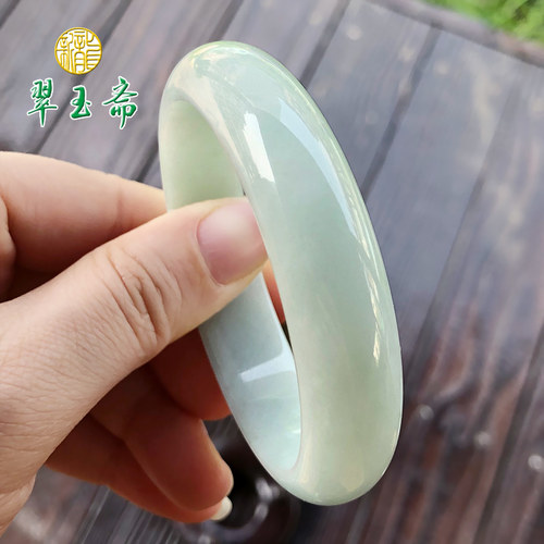 新龙翠玉斋正品天然A货翡翠缅甸玉手镯水润玉镯子正圈女款带证书 - 图3