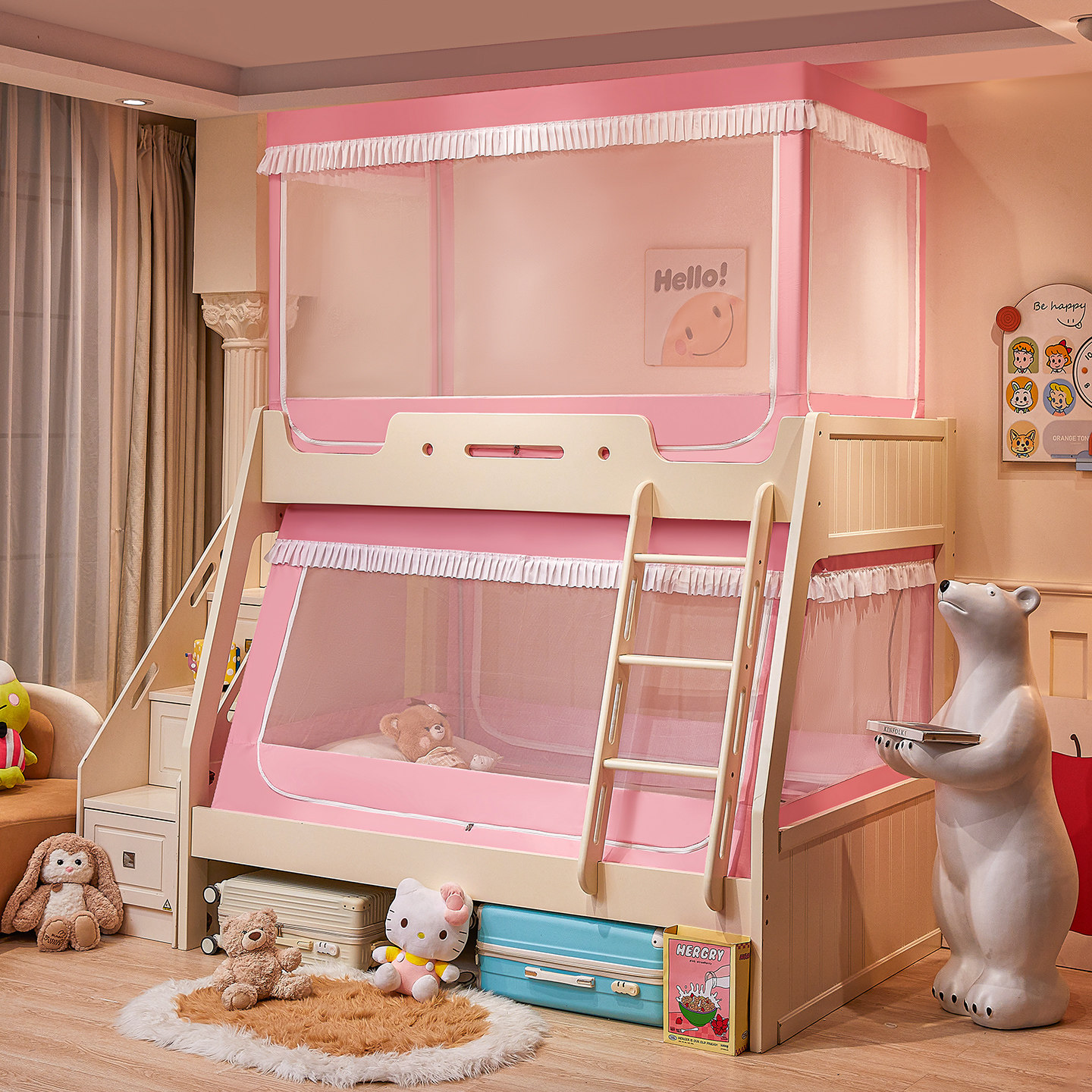 2025新款a类儿童上下铺子母床遮光帘蚊帐家用卧室防摔防掉床纹帐,淘宝优惠券,粉丝福利购,淘宝优惠卷