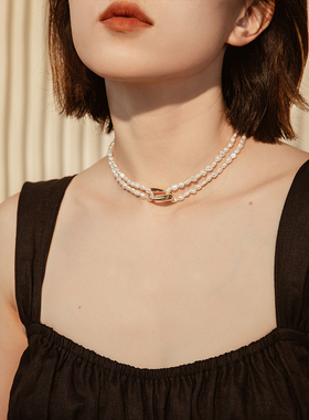 Missure珍珠电镀18k金双层女