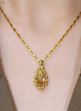 金枝玉叶吊坠钛钢项链女