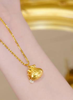 设计感袋袋有福吊坠项链女
