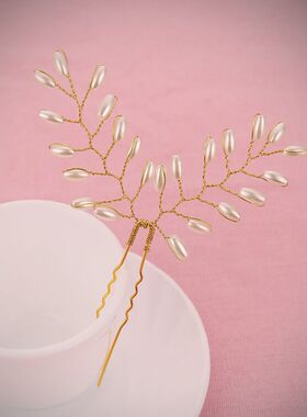 卡美丝麦穗发簪新娘珍珠婚纱配饰