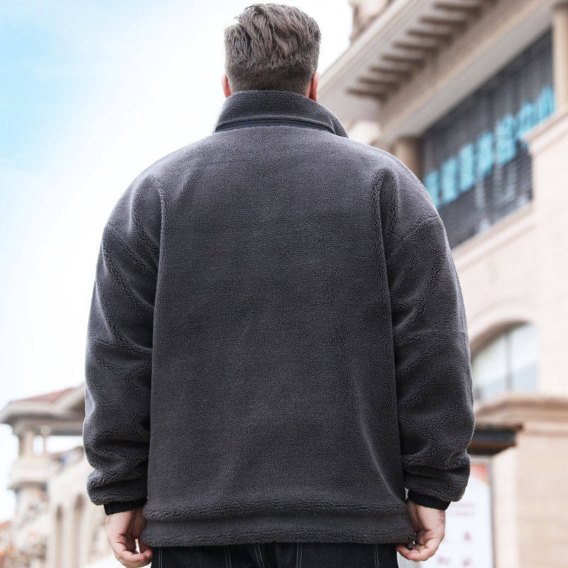羊羔绒大码男装加绒加厚冬装加肥加大胖子肥佬摇粒绒宽松连帽外套,淘宝优惠券,粉丝福利购,淘宝优惠卷